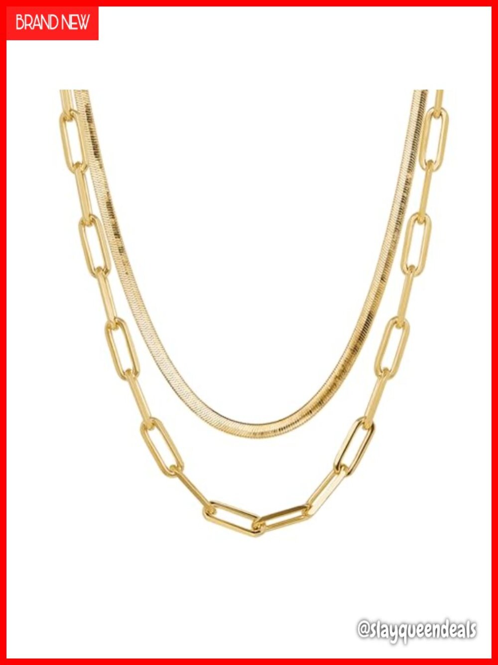 Snake Chain & Chunky Love Chain Necklace Set PVD Coated Brass